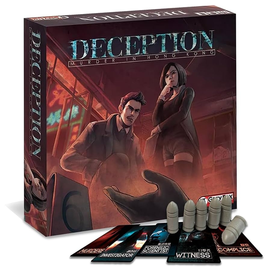 Amazon Grey Fox Games Deception Murder In Hong Kong Board Game Social Deduction 4 12 Players 20 Minutes Toys Games