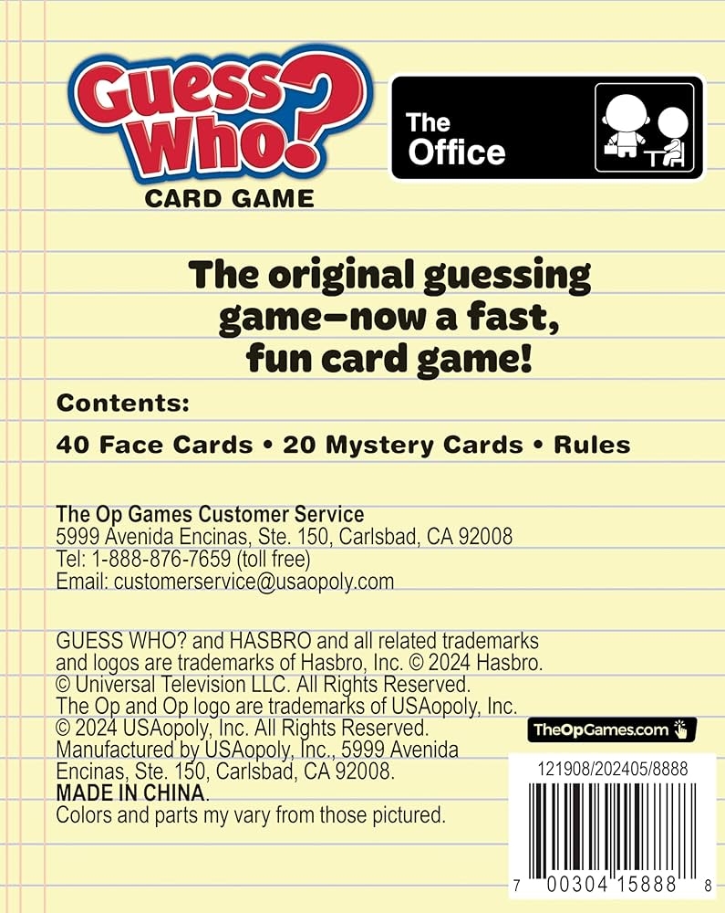 Amazon GUESS WHO Card Game The Office Featuring 20 Characters Michael Scott Jim Halpert Pam Beesly And More Family Friendly Deduction 2 Players Officially Licensed Merchandise Collectible Toys Games