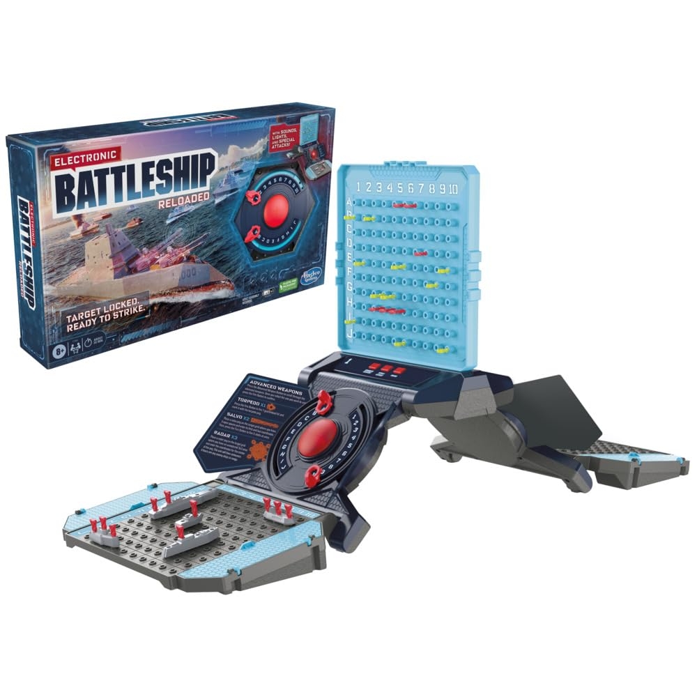 Amazon Hasbro Gaming Electronic Battleship Reloaded Board Game Naval Combat Strategy Game With Sounds Lights Special Attacks Ages 8 And Up 1 2 Players Toys Games