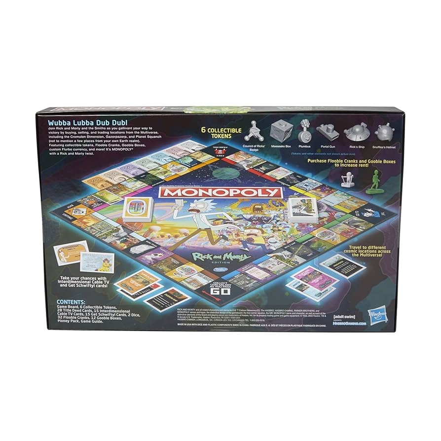 Amazon Hasbro Gaming Monopoly Rick And Morty Edition Board Game Cartoon Network Game For Families And Teens 17 Includes Collectible Monopoly Tokens Amazon Exclusive Toys Games