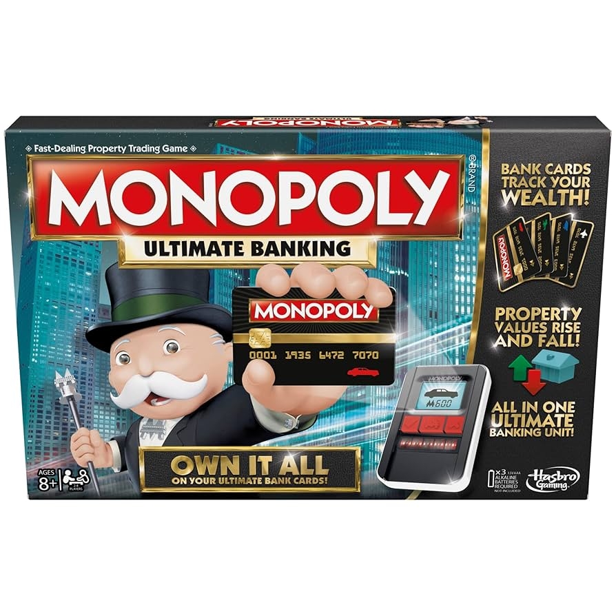 Amazon Hasbro Gaming Monopoly Ultimate Banking Edition Board Game For Families And Kids Ages 8 And Up Electronic Banking Unit Amazon Exclusive Toys Games
