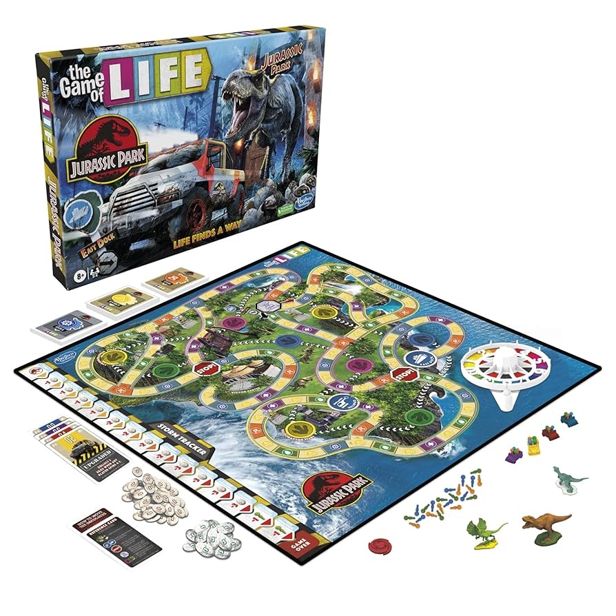 Amazon Hasbro Gaming The Game Of Life Jurassic Park Edition Family Board Game For Kids Ages 8 And Up Inspired By The Original Hit Movie Toys Games