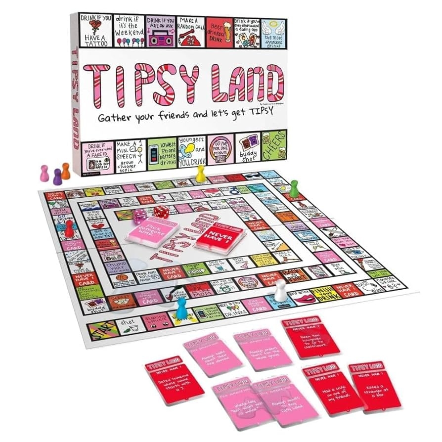 Amazon Imagination Gaming Inc Tipsy Land Adult Drinking Game Hilarious Alcohol Themed Party Board Game Fun And Competitive Gameplay With Drinking Challenges And Dares For 3 Players Toys Games