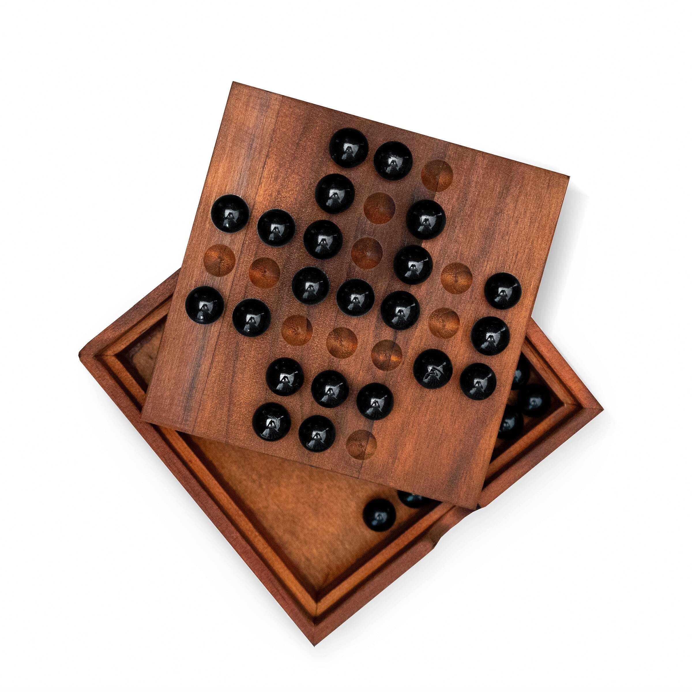 Amazon Iron Glory Solitaire Game Wooden Puzzle Board Travel Games For Adults Solitaire Marble Game Adult Board Portable Games For Adults Marble Retro Toys Games