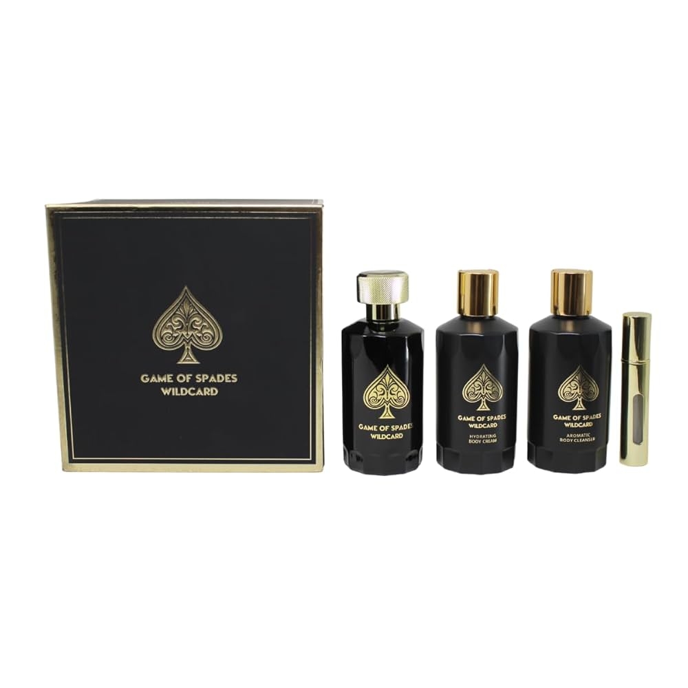 Amazon Jo Milano Game Of Spades Wildcard 4 Piece Gift Set Unisex 3 4 Oz Parfum Spray 6 8 Oz Body Cleanser 6 8 Oz Body Cream 0 27 Oz Refillable Atomizer Beauty Personal Care