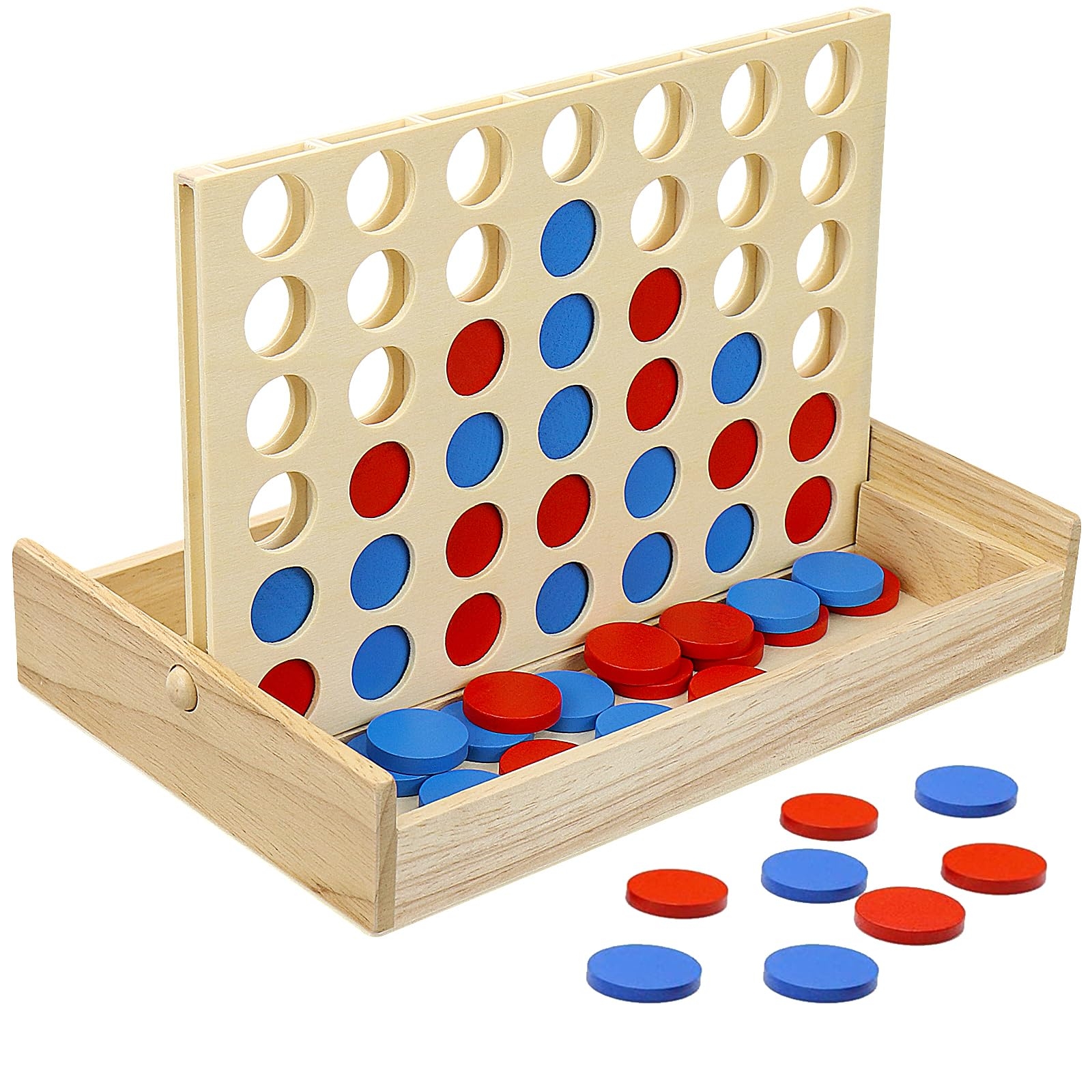 Amazon JOYPRO Wooden 4 In A Row Game Kids Board Games For Kids 5 6 8 10 12 Year Olds Travel Games For Kids And Adults 2 Player Classic Family Board Games