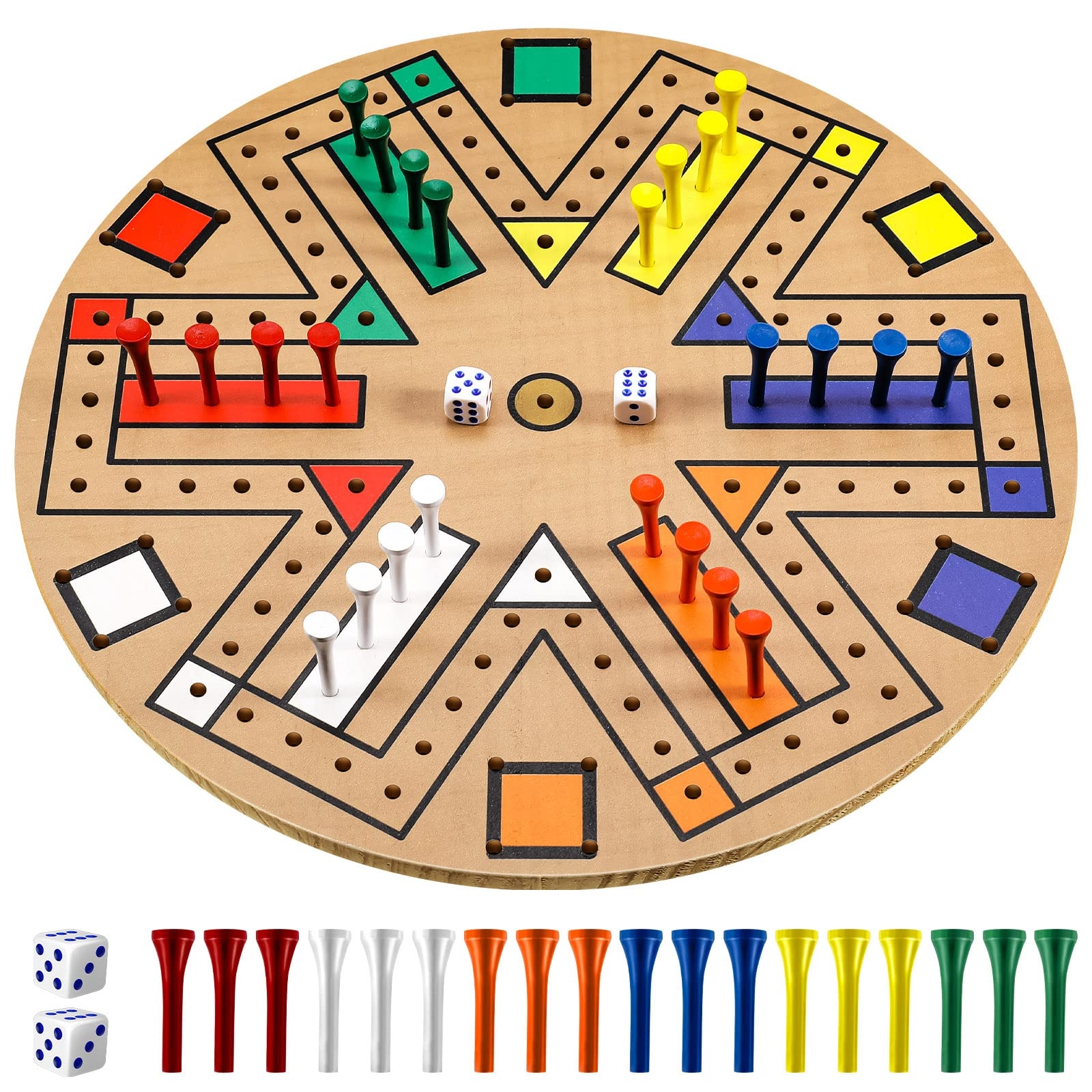 Amazon Kathfly Fast Track Board Game Wooden 3 6 Players Board Game Set With 24 Board Game Pieces And 2 Dice Fast Track Game Night For Adult Teens Family Game 6 Colors 19 7 Inch 