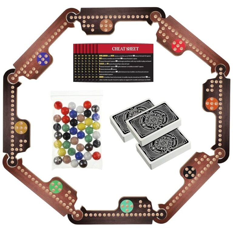 Amazon Kathfly Jokers And Marbles Board Game Pegs Card Game Set With 8 Wood Boards 40 Colorful Marbles Pegs 3 Boxes Playing Card 8 Game Instructions For Adults Family 4 8 Players Retro Colors