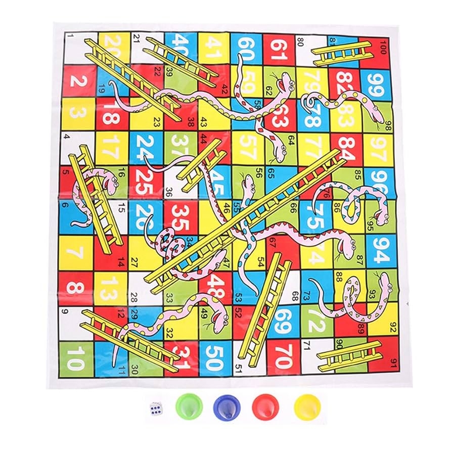 Amazon KOCOME Traditional Snakes And Ladders Game Quality Snake And Ladders Games For Kids And Adults Up To 4 Players Board Game Includes Counters Dices Toys Games