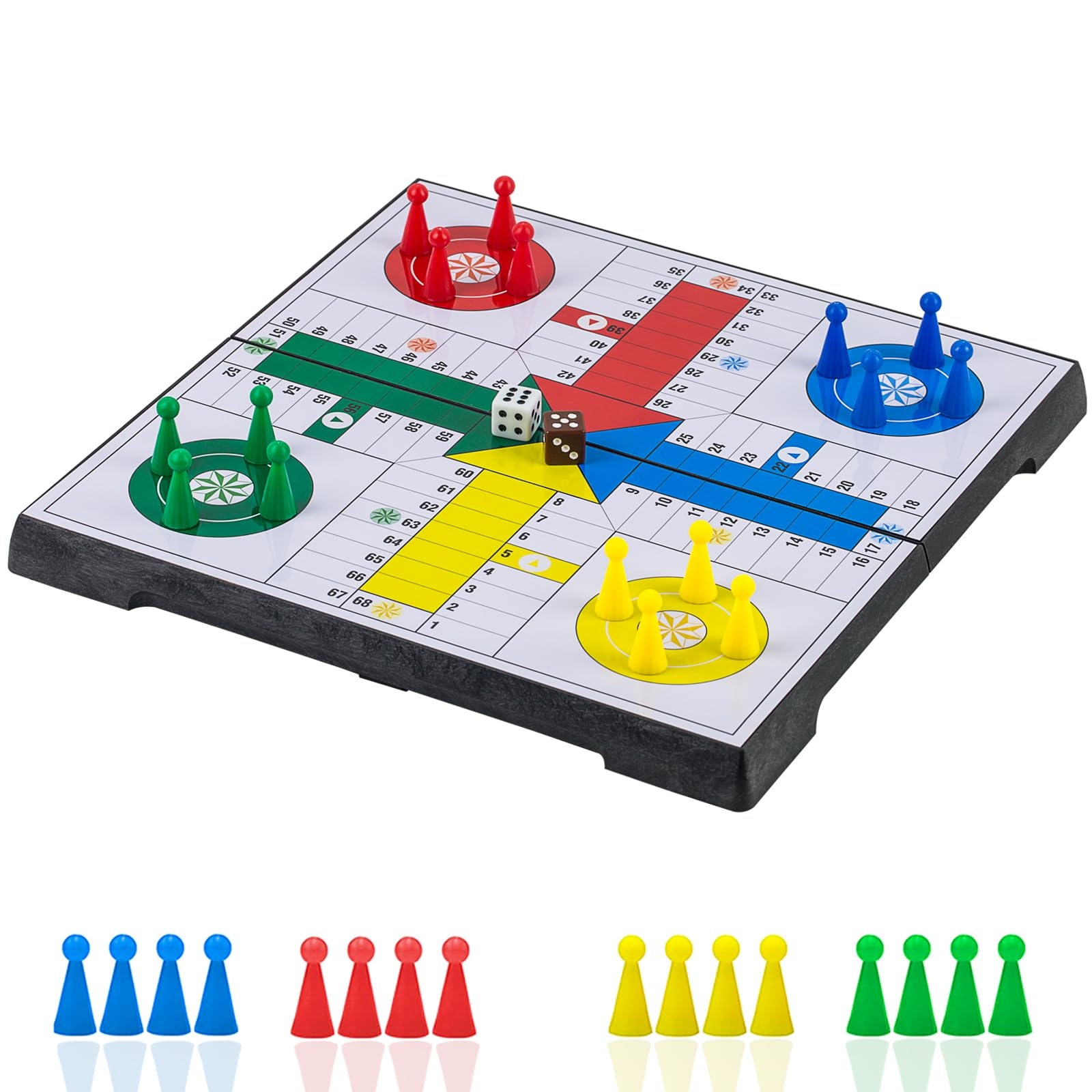 Amazon KOKOSUN Ludo Game Board Set 9 5 Magnetic Folding Travel Classic Strategy Game Rounded Corner Toys Games