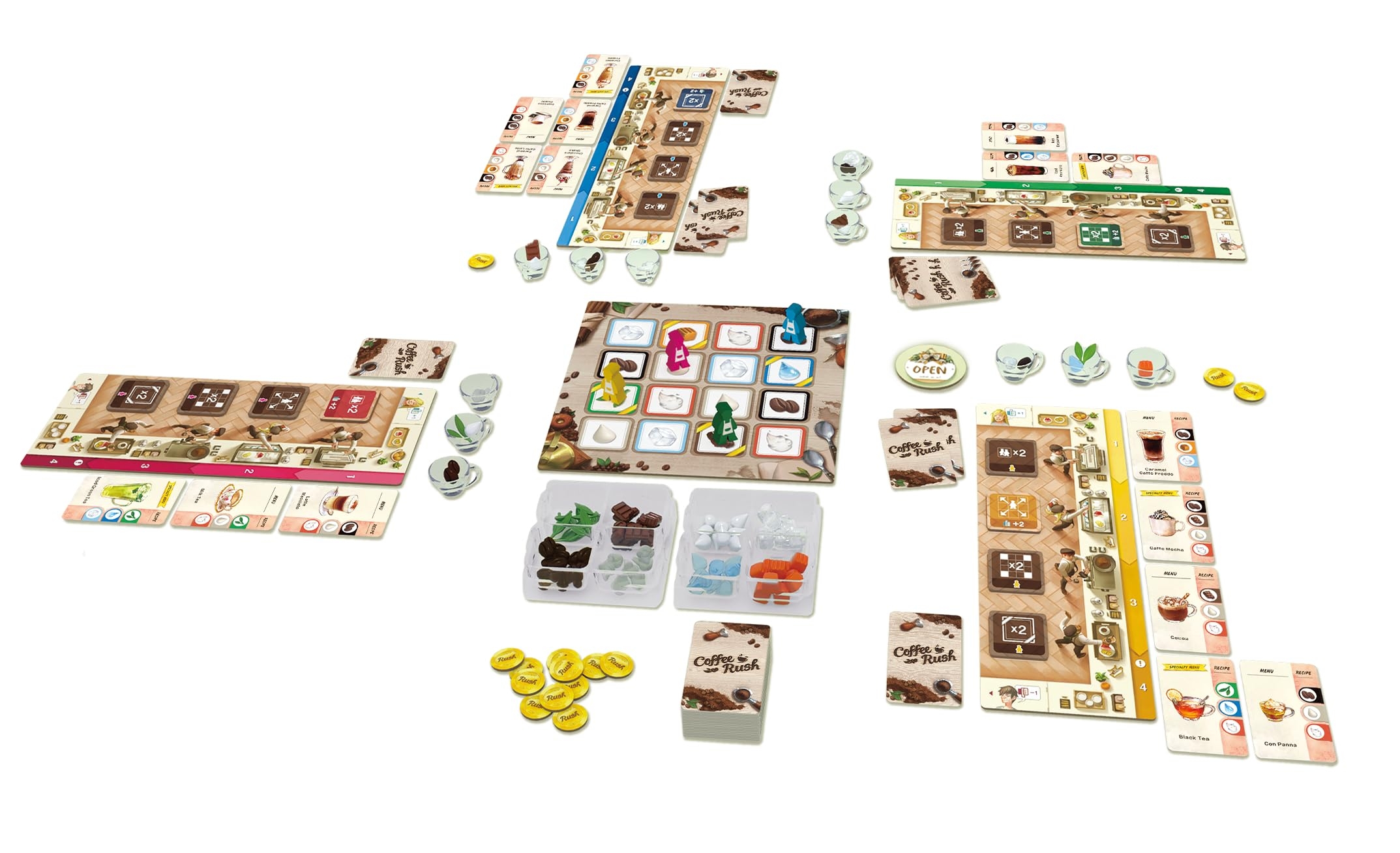 Amazon Korea Board Games Coffee Rush Board Game Brew Up Success In A Quick Addictive And Fun Coffee Adventure Strategy Game For Kids Adults Ages 8 2 4 Players 30 Minute