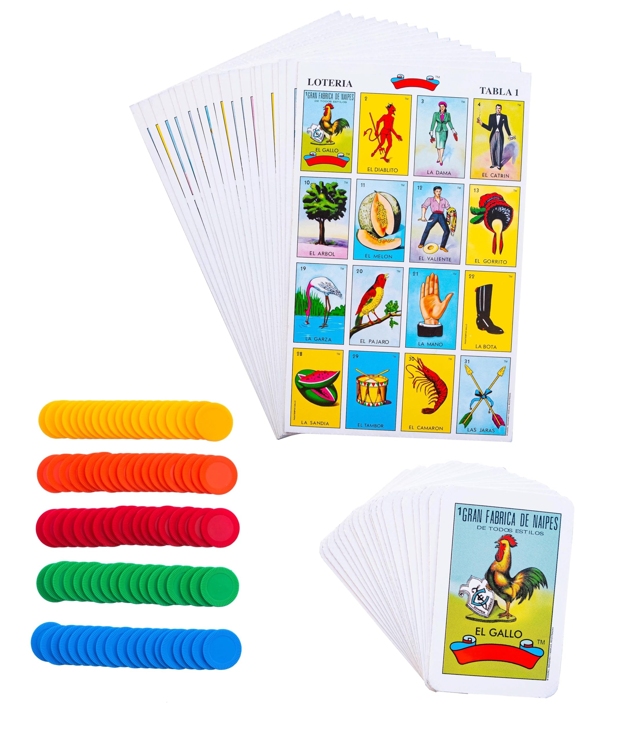 Amazon Loteria Mexican Bingo Game Kit For 20 Players Includes 1 Deck Of Cards And Boards With 100 Bingo Chips For The Entire Family Great For Learning Spanish Toys Games