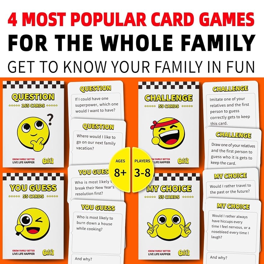Amazon LOVE LOUDER Fun Card Games Kids Adults Family Board Games Family Game Night 415 Conversation And Challenge Cards Ages 8 And Up Know Family Better Live Life Happier Family Games 6 In 1 Set