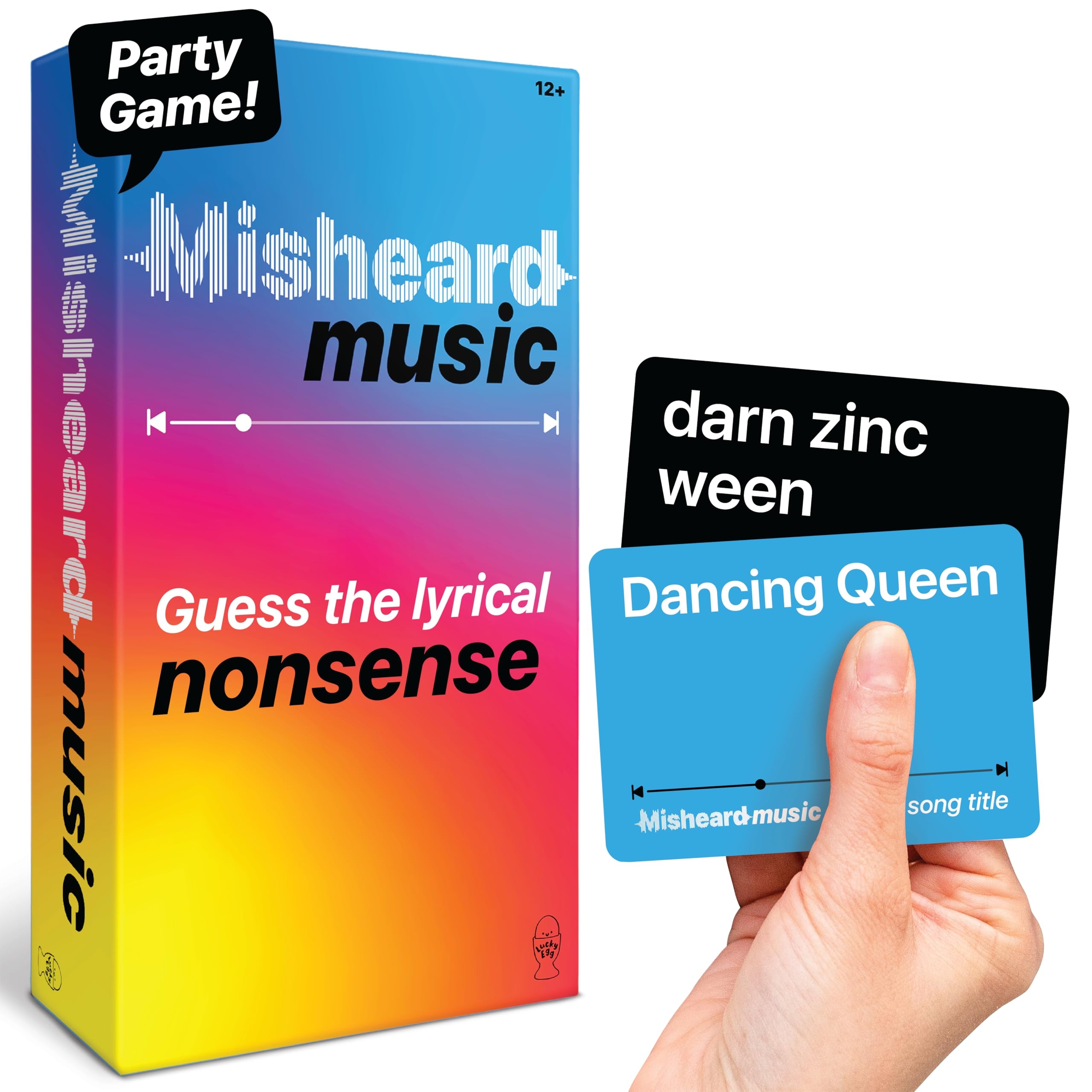 Amazon Lucky Egg The Original Misheard Music Guess The Song Or Artist With 500 Lyrical Nonsense Cards Hilarious Music Games For Adults Teens Fun Family Card Games For