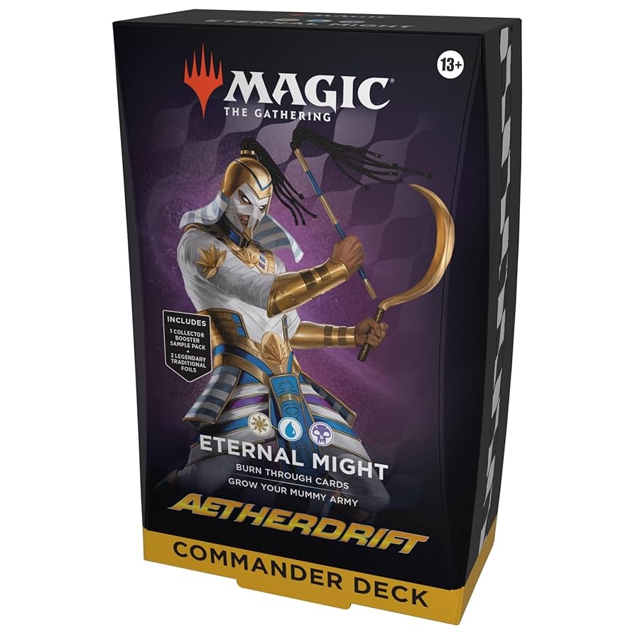 Amazon Magic The Gathering Aetherdrift Commander Deck Eternal Might 100 Card Deck 2 Card Collector Booster Sample Pack Accessories Toys Games