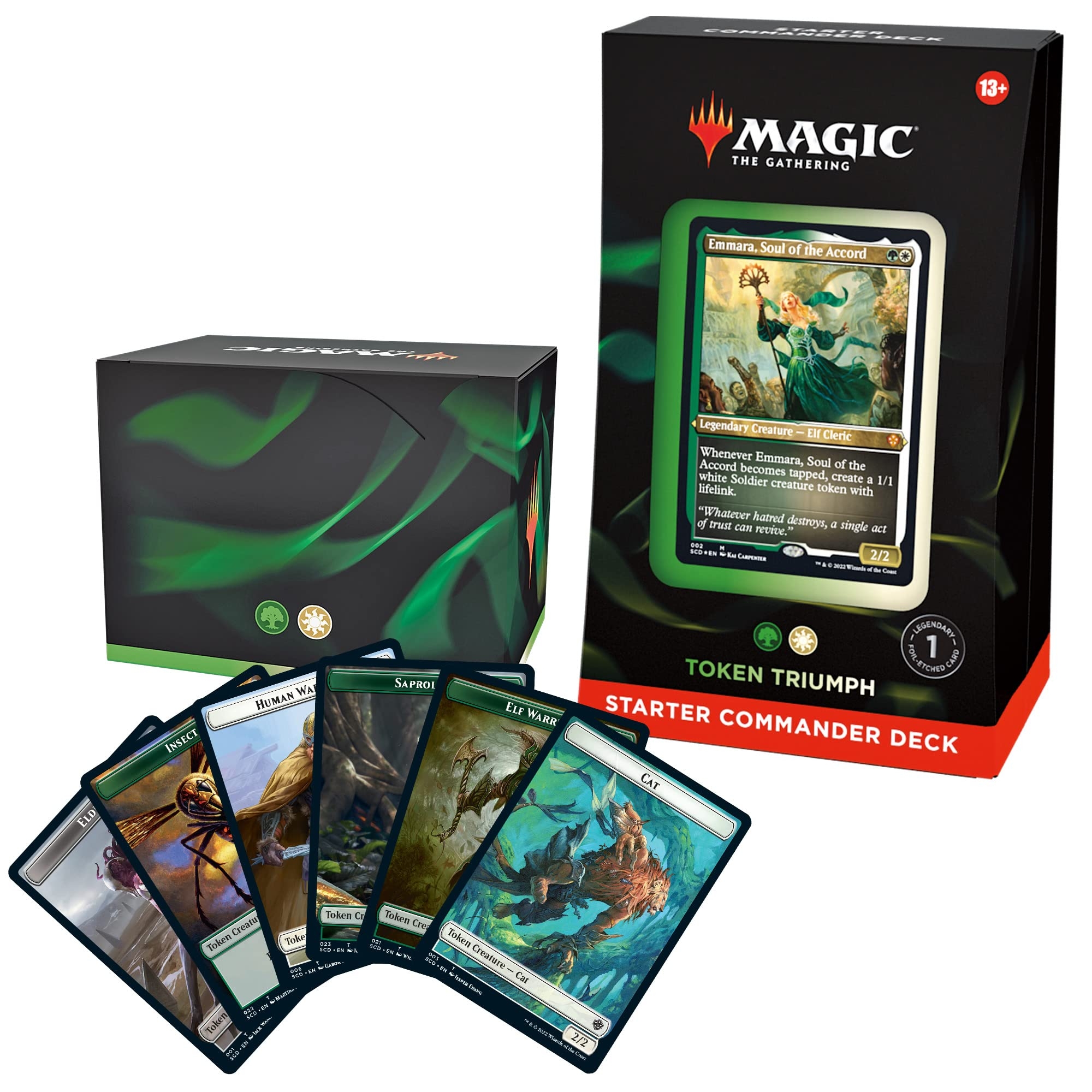 Amazon Magic The Gathering Starter Commander Deck Token Triumph Green White Ready to Play Deck For Beginners And Fans Ages 13 Collectible Card Games Toys Games