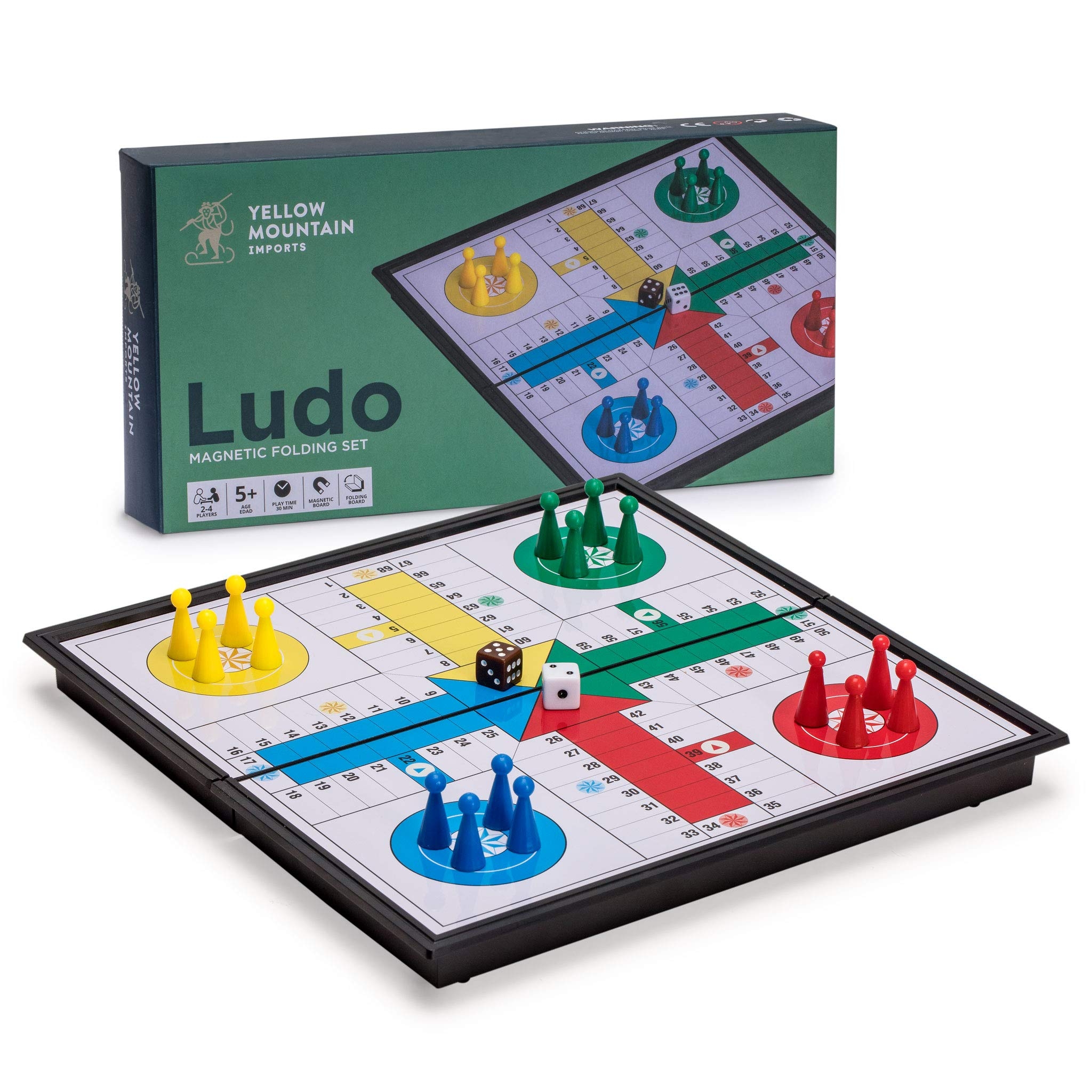Amazon Magnetic Ludo Travel Game Set 9 8 Folding Board For Classic Portable Strategy Play Yellow Mountain Imports Toys Games