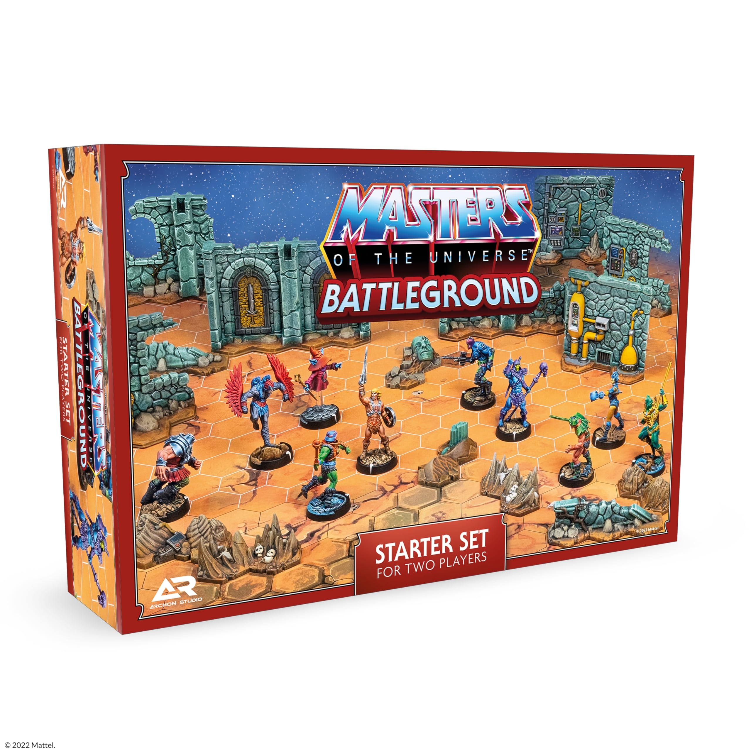 Amazon Masters Of The Universe Battleground Starter Set 2 Player Tabletop RPG Board Game Includes 10 Miniatures Of Real Motu Characters Like He Man And Skeletor Ages 14 Years 