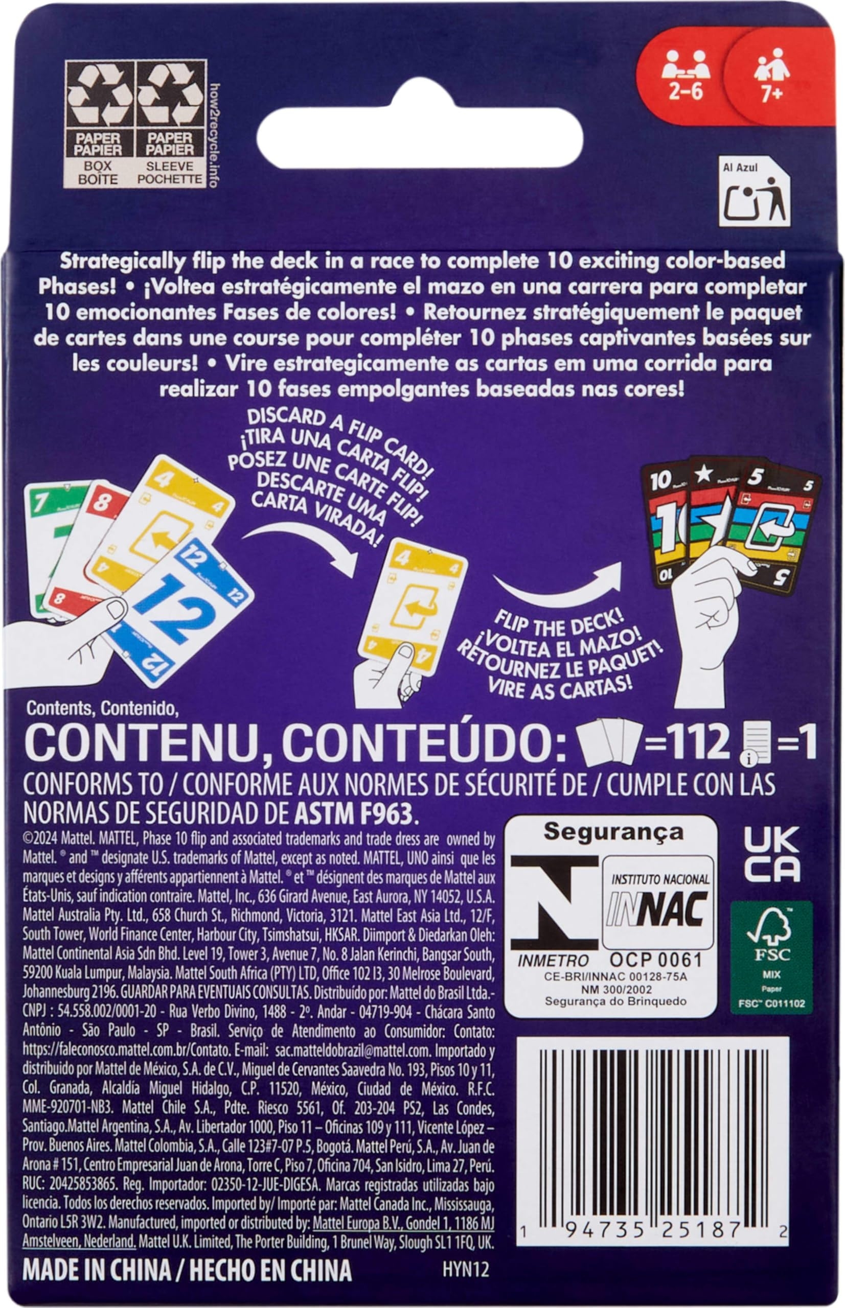 Amazon Mattel Games Phase 10 Flip Card Game Family Card Game With Double Sided Cards Includes Special Color Based Phases For 2 6 Players Toys Games