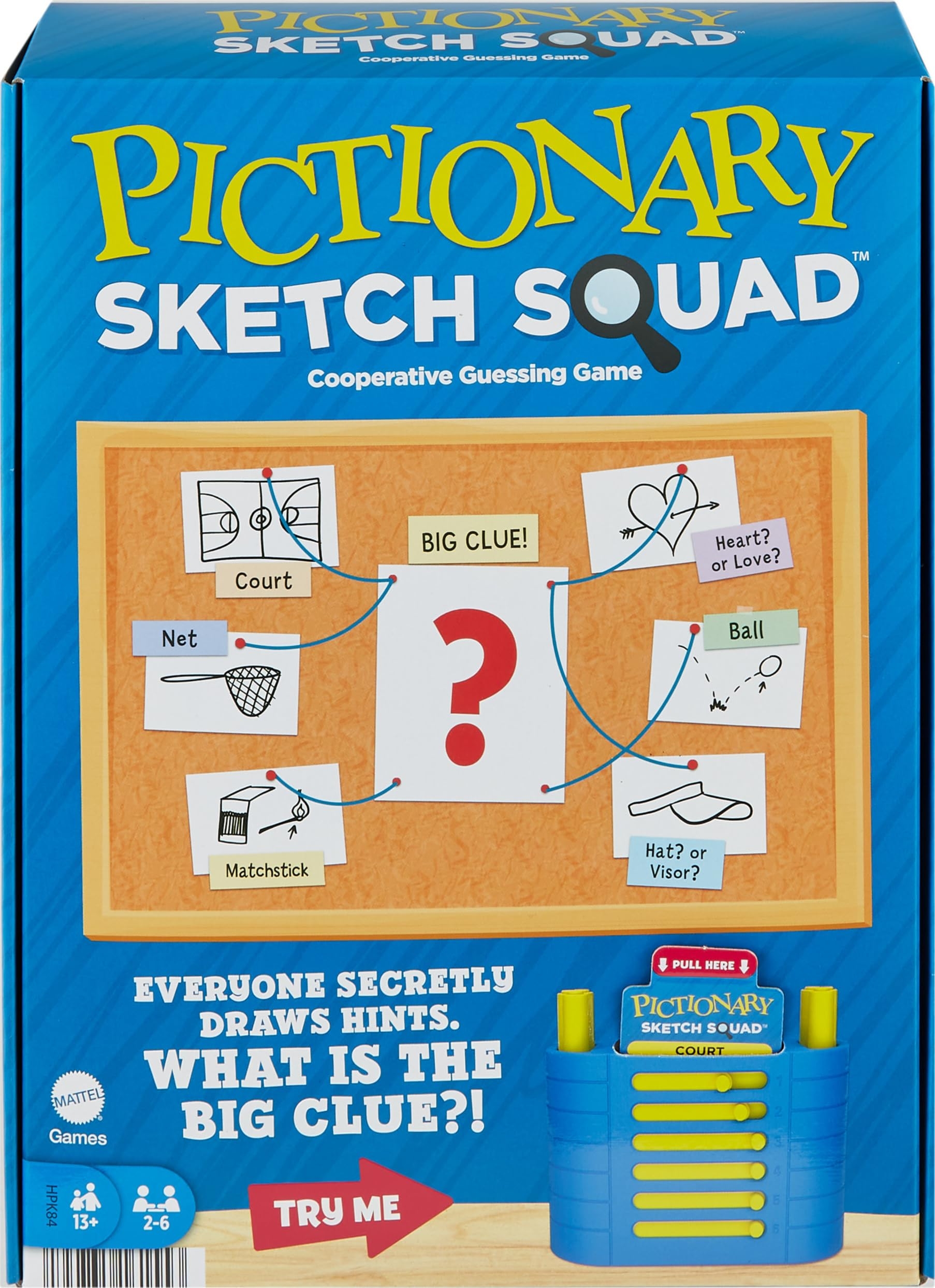 Amazon Mattel Games Pictionary Sketch Squad Cooperative Party Game With Clues Case 2 To 6 Player Drawing Game Toys Games