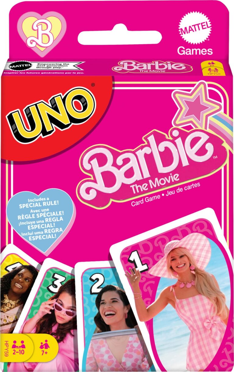 Amazon Mattel Games UNO Barbie The Movie Card Game For Kids Adults Featuring Characters Graphics Special Rule 2 To 10 Players Toys Games