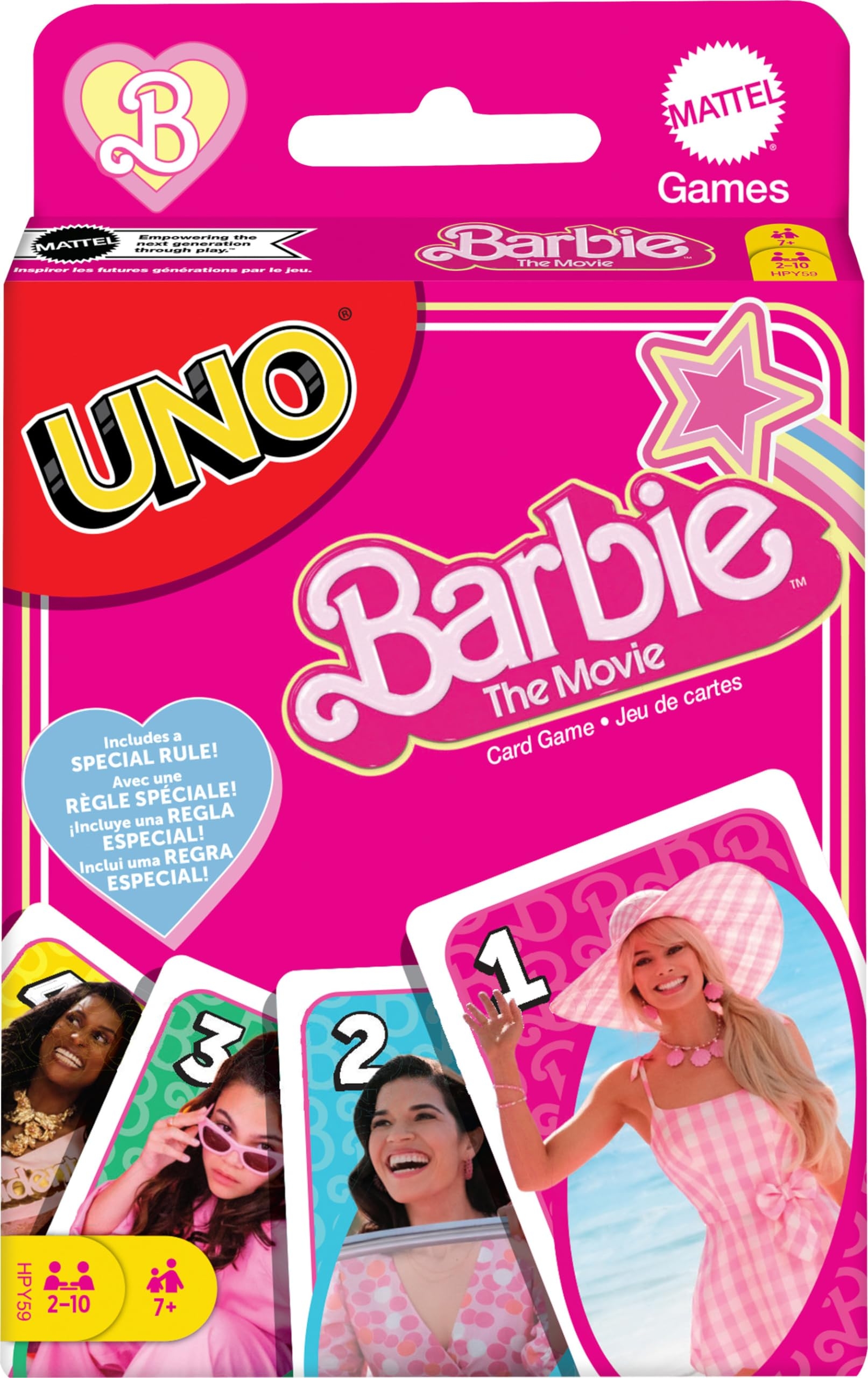 Amazon Mattel Games UNO Barbie The Movie Card Game For Kids Adults Featuring Characters Graphics Special Rule 2 To 10 Players Toys Games