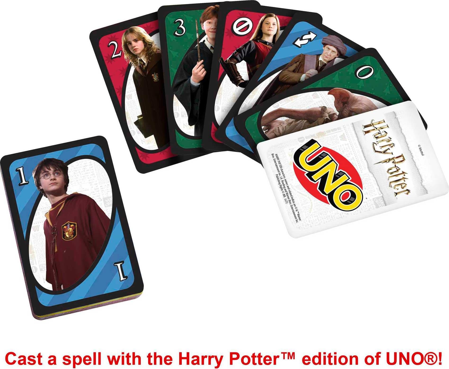 Amazon Mattel Games UNO Harry Potter Card Game For Kids Adults Parties Collectible Deck Based On Popular Series For 2 To 10 Players Toys Games