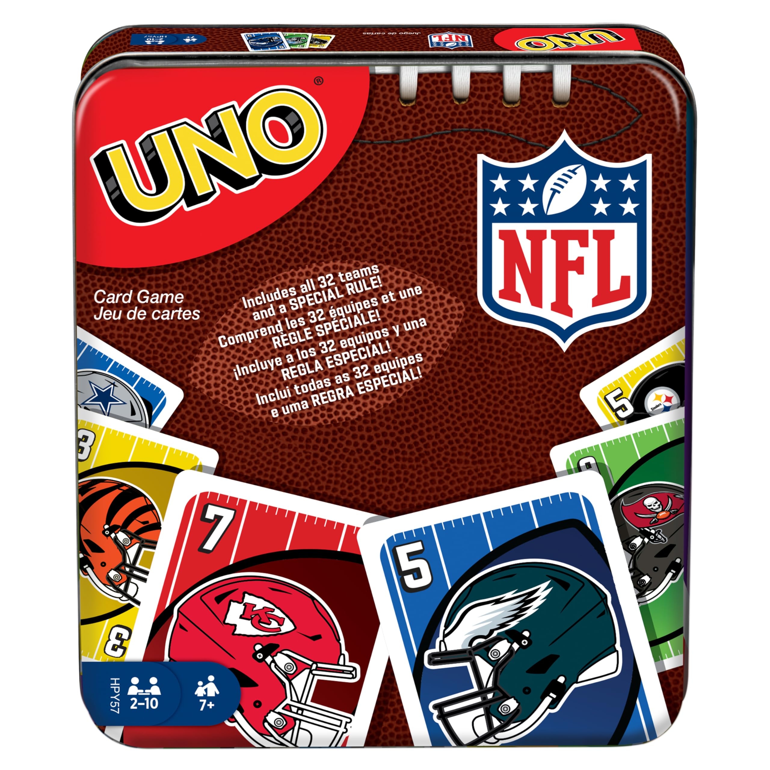 Amazon Mattel Games UNO NFL Card Game In Storage Travel Tin For Kids Adults Family Night Features Logos Of All 32 NFL Teams Special Rule