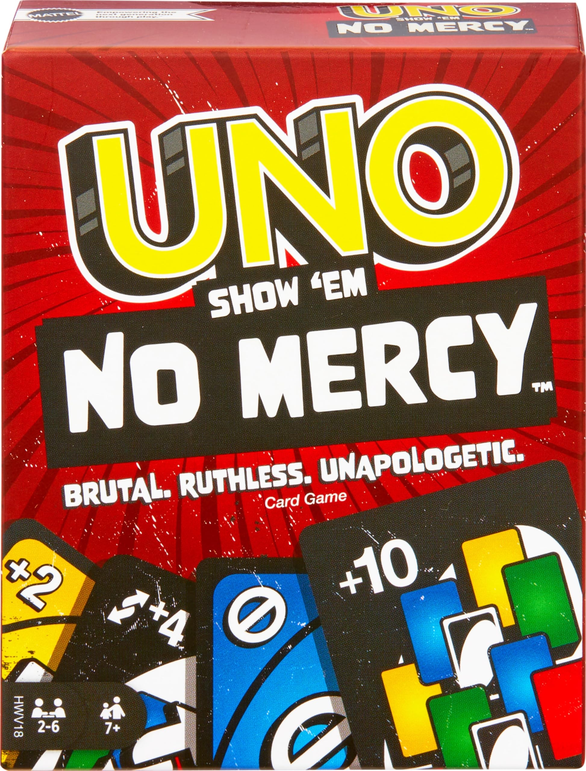 Amazon Mattel Games UNO Show em No Mercy Card Game For Kids Adults Family Parties Travel With Extra Cards Special Rules Tougher Penalties Toys Games