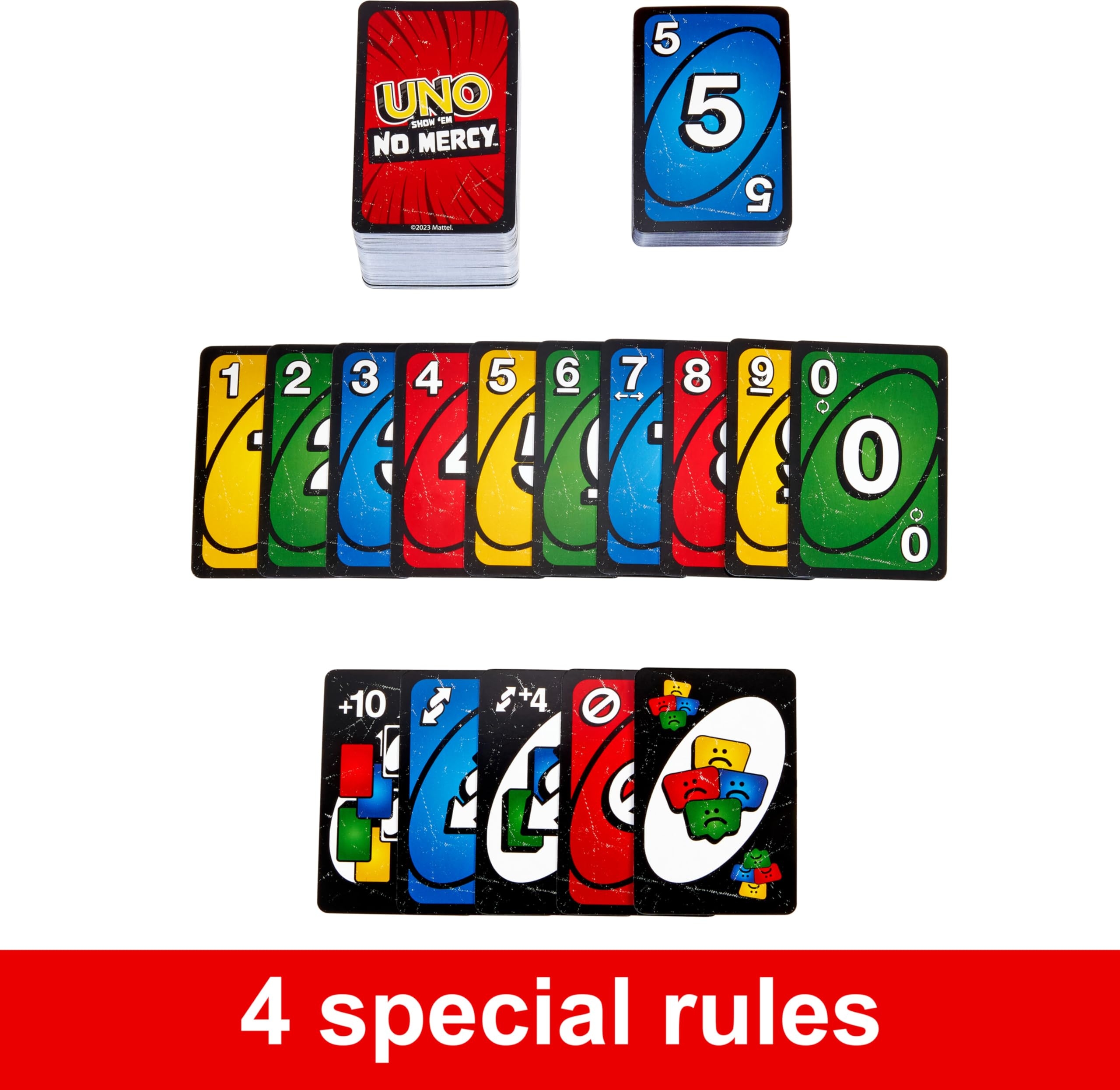 Amazon Mattel Games UNO Show em No Mercy Card Game In Storage Travel Tin For Kids Adults Family Night With Extra Cards Special Rules Tougher Penalties Amazon Exclusive 