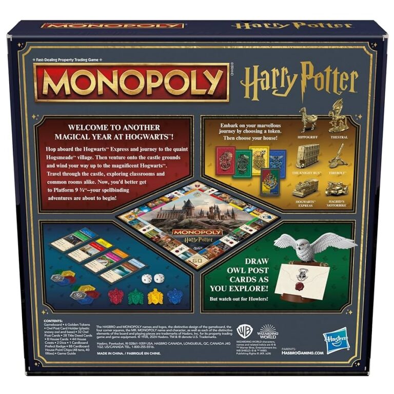 Amazon Monopoly Harry Potter Edition Board Game A Magical Adventure At Hogwarts Ages 8 And Up 2 To 6 Players Family Games Gifts For Kids And Adults Toys Games