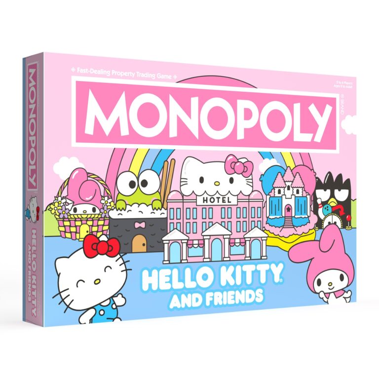 Amazon Monopoly Hello Kitty And Friends Buy Sell Trade Buildings From The Animated Series Featuring My Melody Badtz Maru Keroppi Classic Monopoly Game Officially Licensed Hello Kitty Merchandise Toys Games