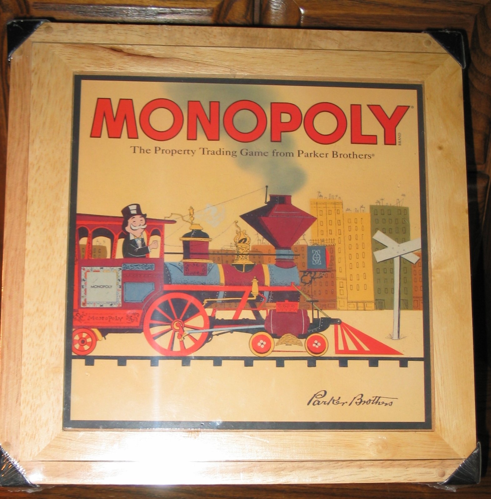 wooden monopoly board game