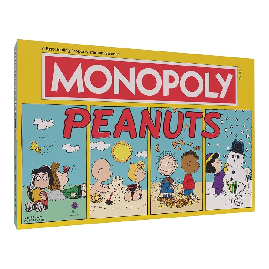 Amazon Monopoly Peanuts Board Game Play As Snoopy On Sled Baseball Cap Kite Eating Tree More Officially Licensed And Collectible Monopoly Game Based On The Famous Comic Strip Peanuts Toys