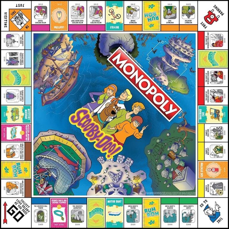 Amazon Monopoly Scooby Doo Board Game Official Scooby Doo Merchandise Based On The Popular Scooby Doo Cartoon Classic Monopoly Game Featuring Scooby Doo Characters Toys Games