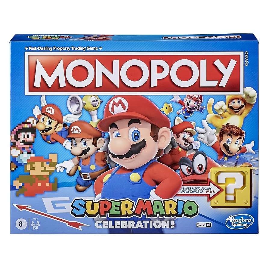 Amazon Monopoly Super Mario Celebration Edition Board Game For Super Mario Fans For 4 Players Ages 8 And Up With Video Game Sound Effects Toys Games