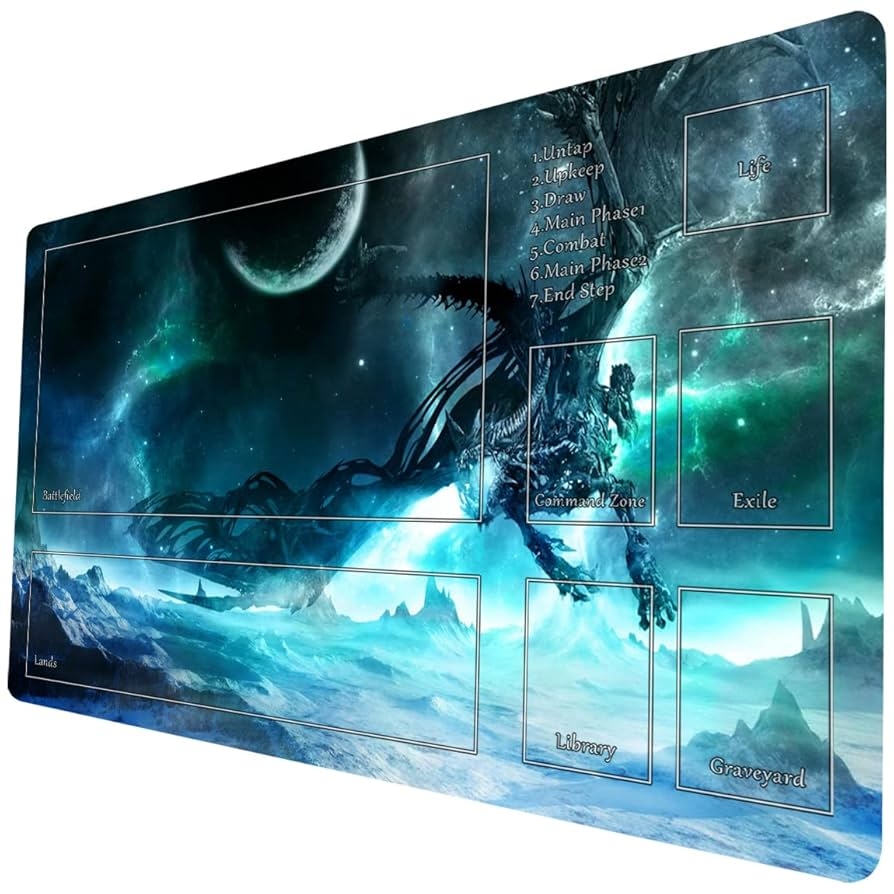 Amazon MTG Playmat Game Play Mat For MTG TCG 24 X 14 Inches Trading Card Inked Game Playmats With Storage Bag Smooth Rubber Surface Battle Game Toys Games
