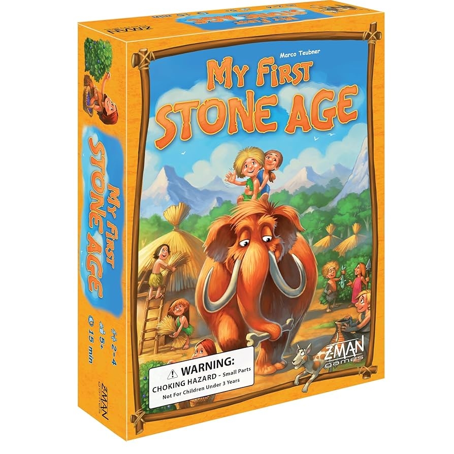 Amazon My First Stone Age Board Game Fun Educational Prehistoric Adventure Resource Management Strategy Game Family Game For Kids Adults Ages 5 2 4 Players 15 Minute Playtime Made By Z Man