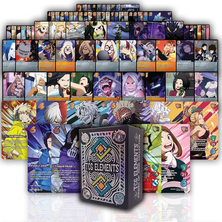 Amazon My Hero Academia Universus 100 Card Bundle Anime Trading Card Game Set 100 Common Uncommon Cards 15 Foil Cards Toys Games