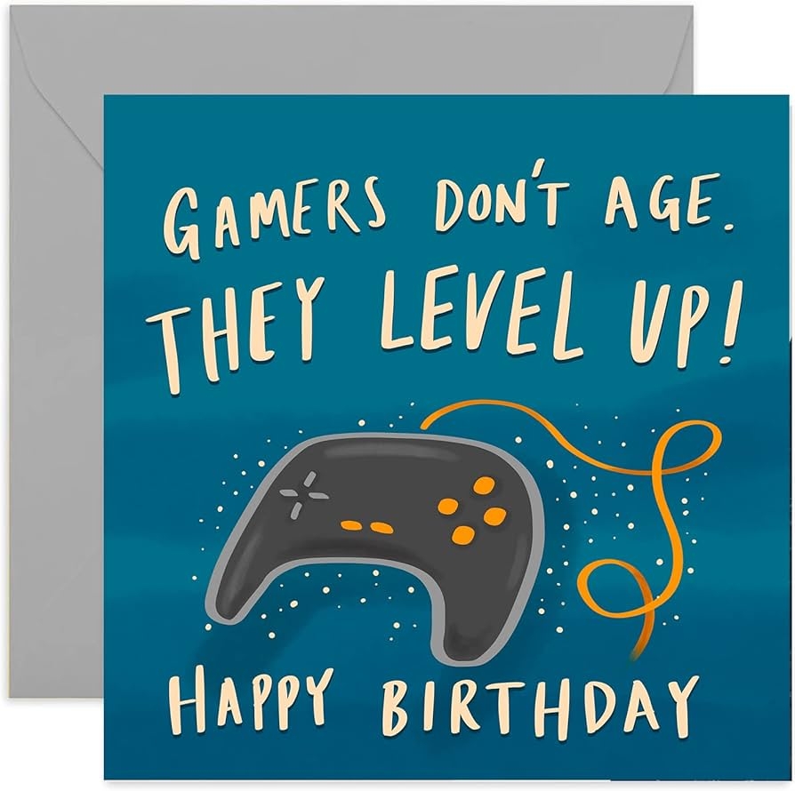 Amazon Old English Co Gamers Don t Age They Level Up Birthday Card Card For Video Game Players Men And Women Brother Daughter Friend Niece Nephew Blank Inside 