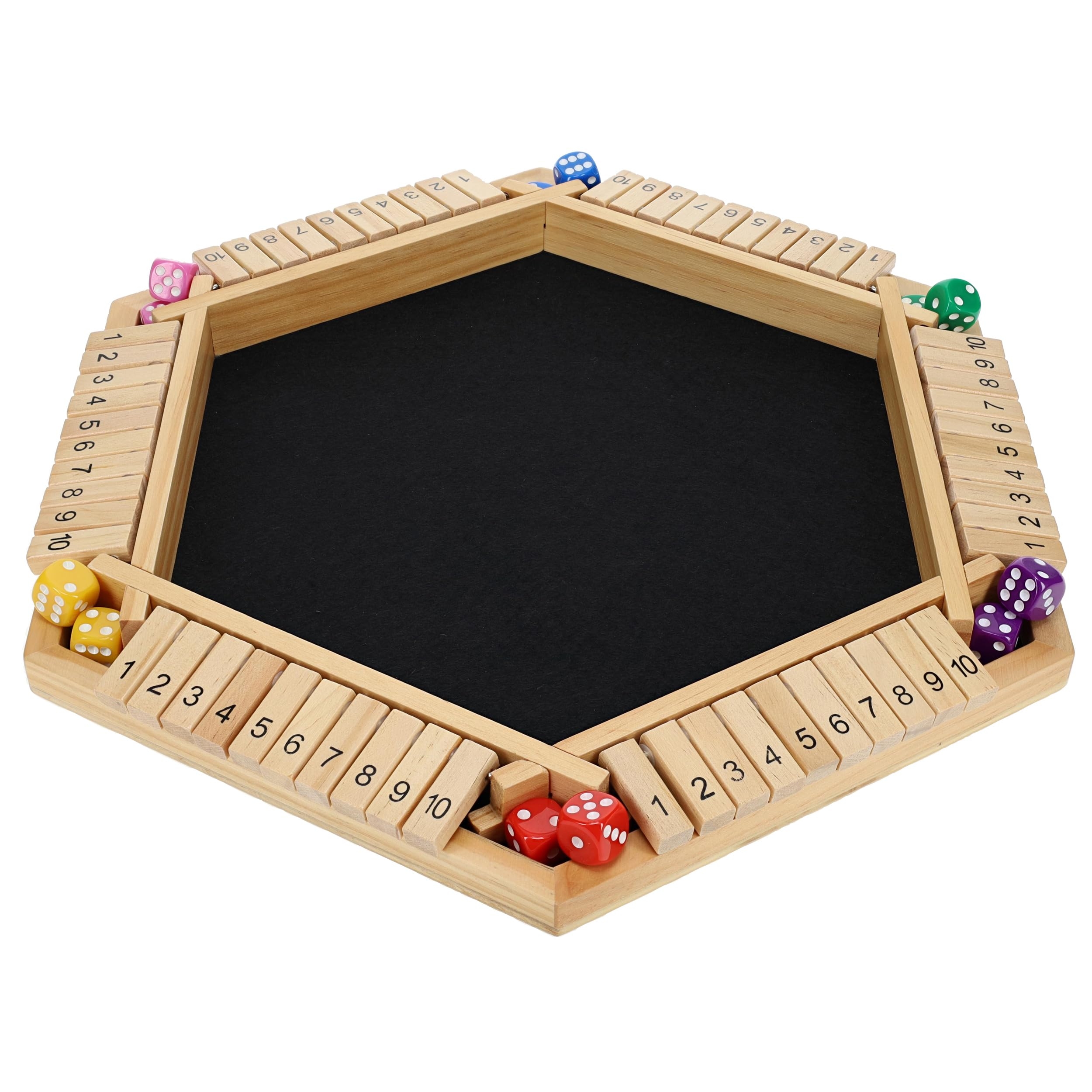 Amazon Pacific Shore Games Shut The Box Game 6 Player Natural Wood Wooden Board Game Table Games For Adults Bar Games Portable Dice Game For 1 6 Players Classic Toys Games