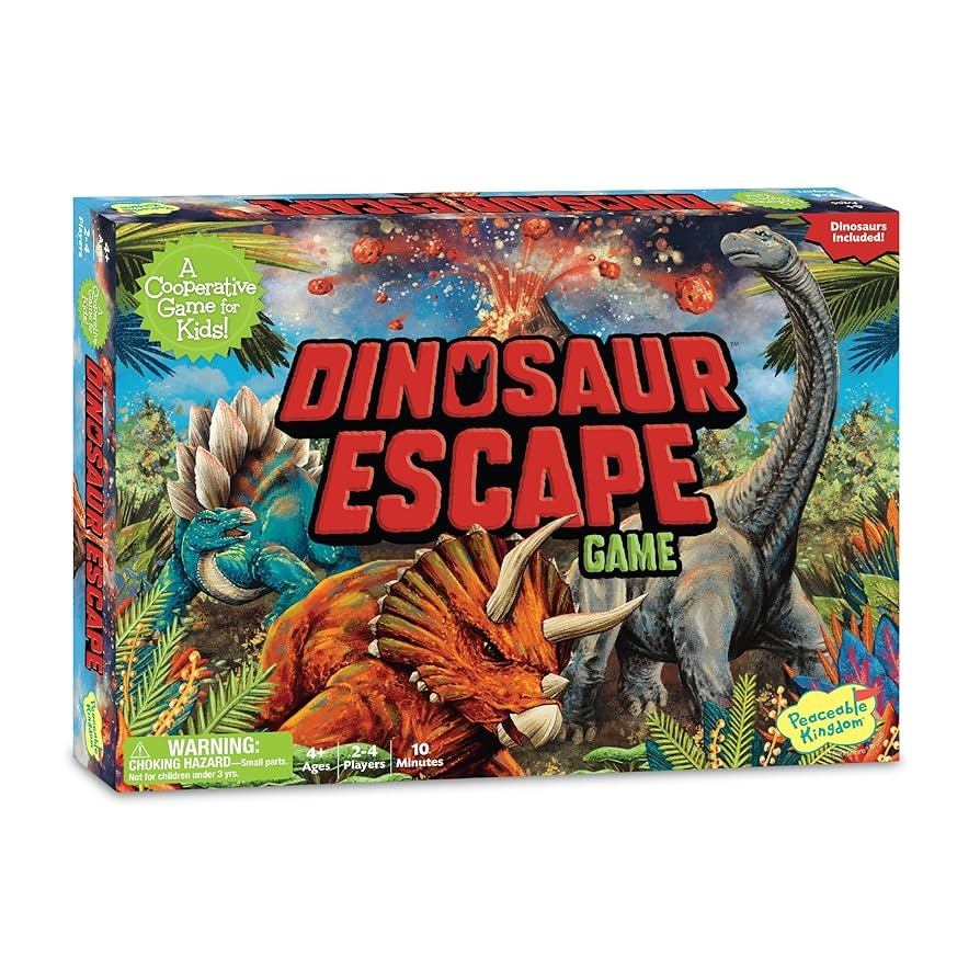 Amazon Peaceable Kingdom Dinosaur Escape Cooperative Memory Game Of Logic And Luck For 2 4 Kids Ages 4 Toys Games
