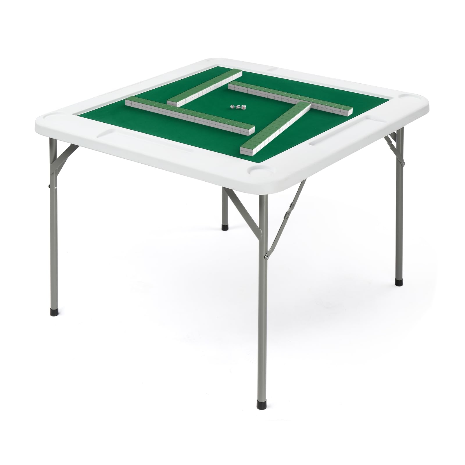 Amazon PEXMOR 39 5 Foldable Mahjong Table Square 4 Player Card Game Table W Cup Holders Chip Grooves Portable Folding Poker Domino Board Game Table For Blackjack Texas Hold em Jigsaw Puzzles Game 