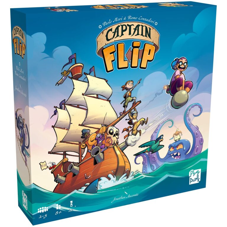 Amazon PlayPunk Captain Flip Board Game Play As A Pirate Captain Recruit Crew Collect Coins Family Friendly Pirate Theme Ages 8 2 5 Players 20 Min Toys Games