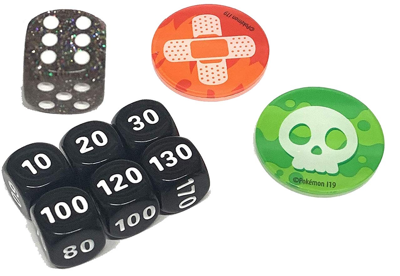 Amazon Pokemon Compatible Dice Damage Counter Poison Burn Marker Trainer Toolkit Set Black Toys Games