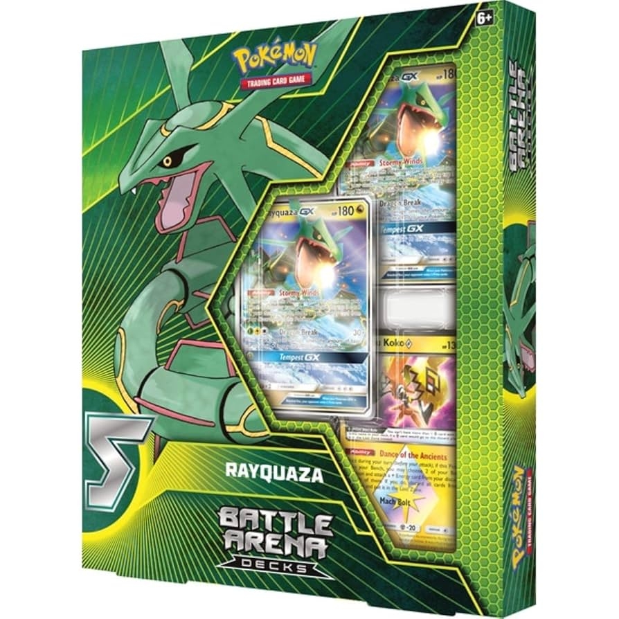 Amazon Pokemon TCG Battle Arena Deck Rayquaza Gx 2 Foil Cards 1 Foil Prism Star Card Toys Games