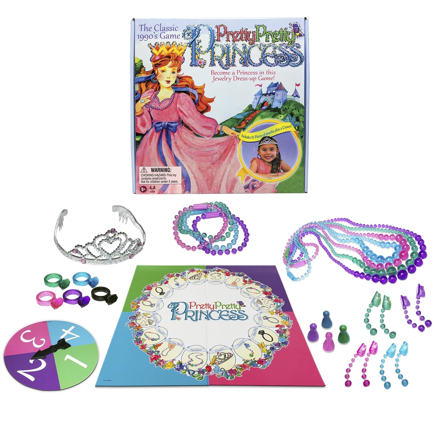 Amazon Pretty Pretty Princess With 1990 s Artwork By Winning Moves Games USA A Delightful Jewelry Dress Up Game For 2 4 Players Ages 5 And Up 1222 Toys Games