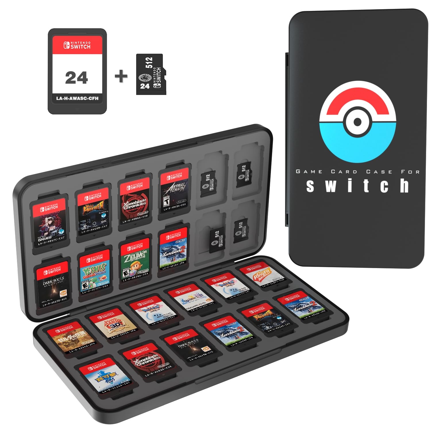 Amazon PURBHE Switch Game Case For Nintendo Switch 1 2 Card Portable Nintendo Switch Game Holder With 24 Cartridge Slots And 24 Micro SD Card Slots Accessories For Nintendo 1 And 2