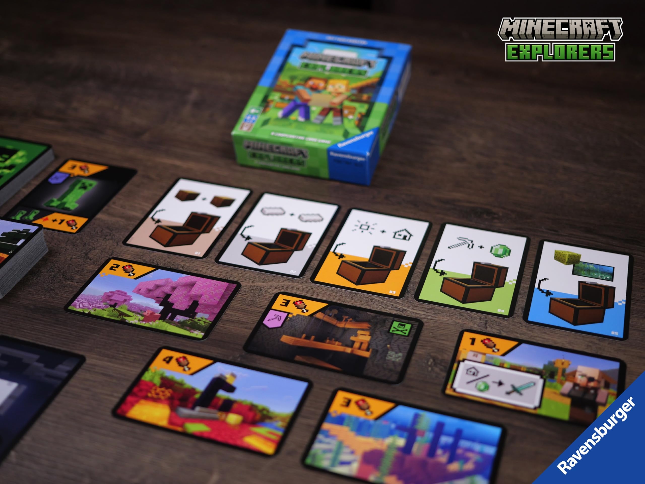 Amazon Ravensburger 21580 Minecraft Explorers Cooperative Card Game For 2 4 People Ages 8 And Up Toys Games