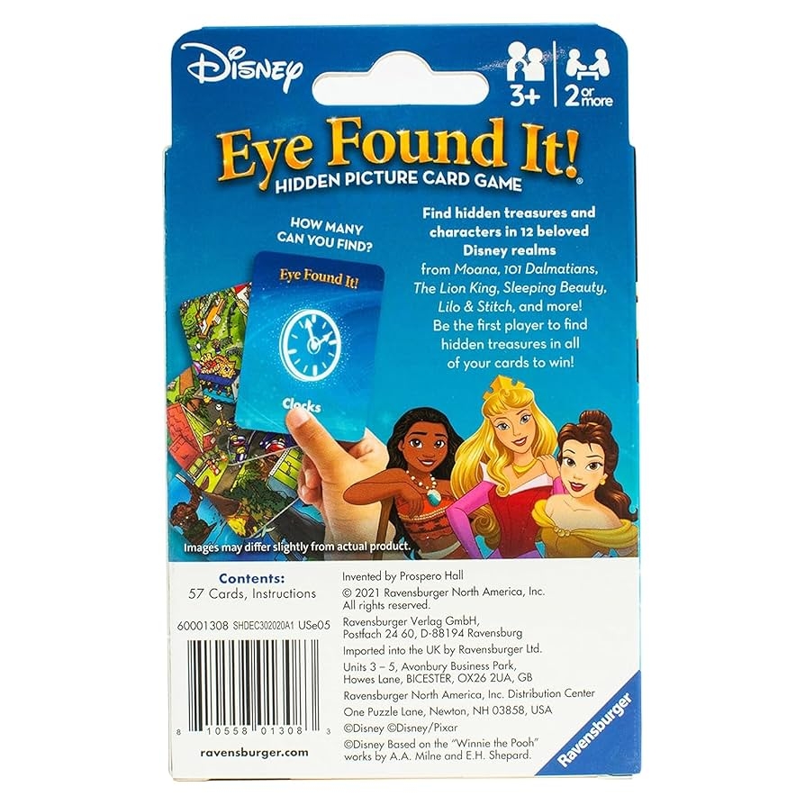 Amazon Ravensburger Eye Found It World Of Disney Card Game Fun And Educational Spot It For Toddlers Preschoolers Boy And Girls Ages 3 8 Family Friendly For Endless Fun Toys Games